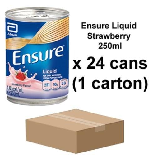 Abbott Ensure Liquid Strawberry 250ml, 24can/ctn - 21Bmedical