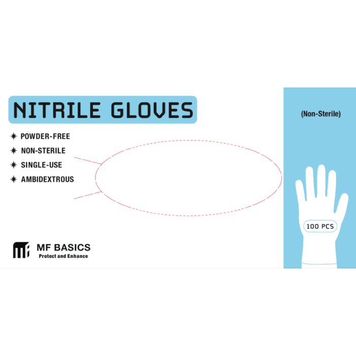 Nitrile Gloves (Non-Sterile), 100 (1 box) - S, M, L, XL - 21Bmedical