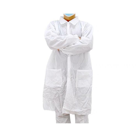 Disposable Lab Coat with Knit Cuff & Snap Button, 10pc (1 pack) - 21Bmedical